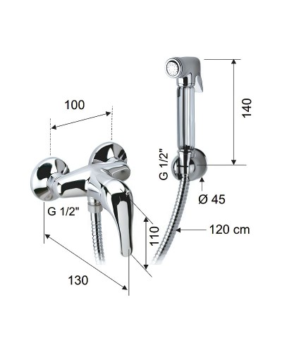 Гигиенический душ со смесителем Remer C332REZ Хром