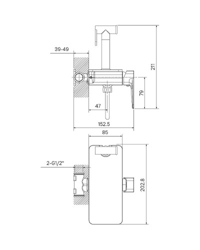 Гигиенический душ со смесителем Iddis Axes AXESBSHi08 Хром