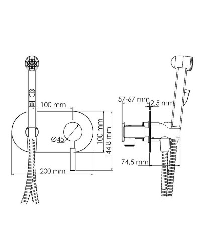 Гигиенический душ со смесителем WasserKRAFT Wern 4238 Никель