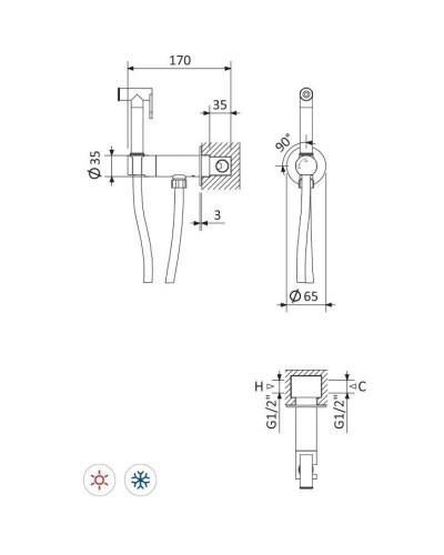 Гигиенический комплект Cezares LEAF-DIF-PO