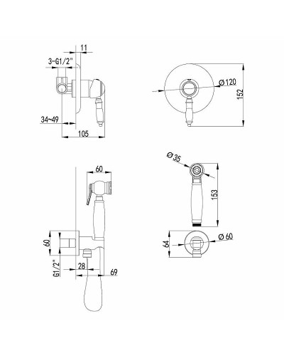 Гигиенический душ со смесителем Lemark Villa LM4819B Бронза