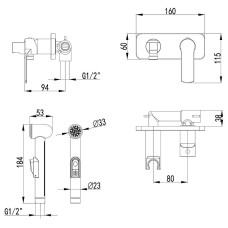 Гигиенический душ со смесителем Lemark Plus Grace LM1519C Хром