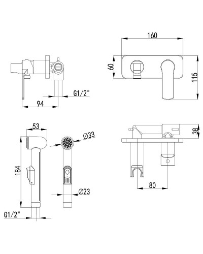 Гигиенический душ со смесителем Lemark Plus Grace LM1519C Хром