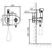 Гигиенический душ AltroBagno Beatrice AltroBagnoBeatrice060113Or  со смесителем, золотой