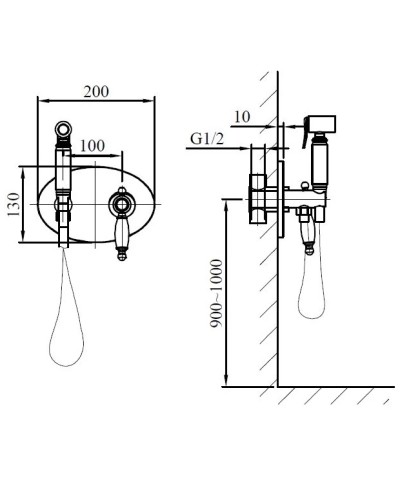 Гигиенический душ AltroBagno Beatrice AltroBagnoBeatrice060113Or  со смесителем, золотой