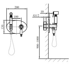 Гигиенический душ AltroBagno Beatrice AltroBagnoBeatrice060112BrNe со смесителем, черная бронза