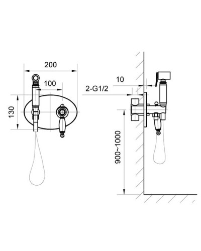 Гигиенический душ AltroBagno Opera AltroBagnoOpera060104Br со смесителем, бронза