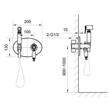 Гигиенический душ AltroBagno Opera AltroBagnoOpera060105Or со смесителем, золотой