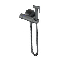 Смеситель с гигиеническим душем и термостатом встраиваемый WONZON & WOGHAND, Темный графит (WW-88819902-BGM)