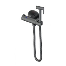 Смеситель с гигиеническим душем и термостатом встраиваемый WONZON & WOGHAND, Темный графит (WW-88819902-BGM)