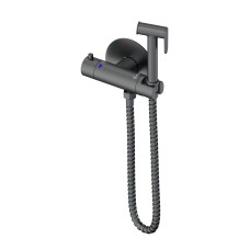 Смеситель с гигиеническим душем и термостатом встраиваемый WONZON & WOGHAND, Темный графит (WW-88819902-BGM)