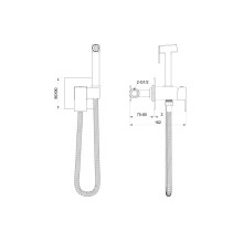 Смеситель с гигиеническим душем встраиваемый WONZON & WOGHAND, Темный графит (WW-88829903-BGM)