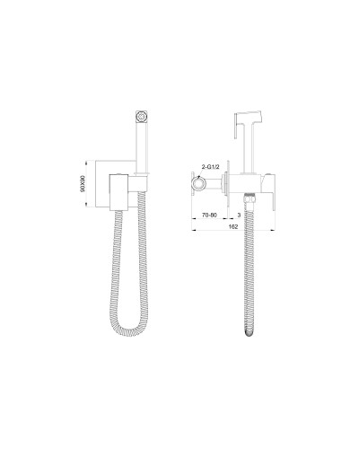 Смеситель с гигиеническим душем встраиваемый WONZON & WOGHAND, Брашированное золото (WW-88829903-BG)