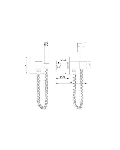 Смеситель с гигиеническим душем и термостатом, встраиваемая WONZON & WOGHAND, Черный матовый (WW-88829910-MB)