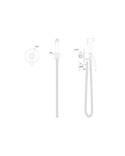 Смеситель с гигиеническим душем встраиваемый WONZON & WOGHAND, Темный графит (WW-88849008-BGM)