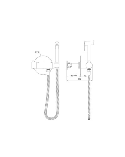 Смеситель с гигиеническим душем и термостатом встраиваемый WONZON & WOGHAND, Черный матовый (WW-88819902-MB)