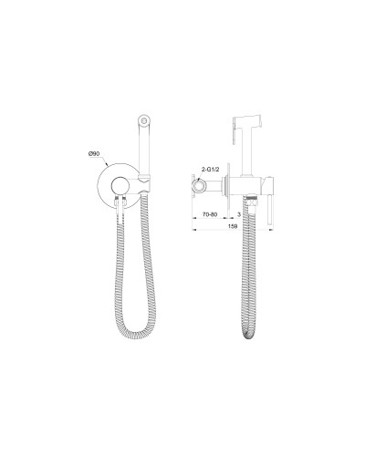 Смеситель с гигиеническим душем встраиваемый WONZON & WOGHAND, Хром (WW-88829902-CR)