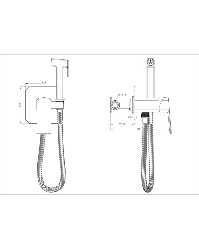 Смеситель с гигиеническим душем встраиваемый WONZON & WOGHAND, Хром (WW-88829011-CR)