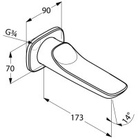 Излив для ванны 17,5 см Kludi Ambienta 5350505