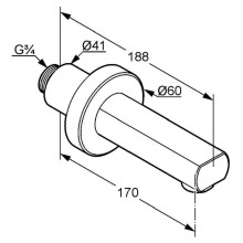 Излив для ванны 17 см Kludi MX 1350005