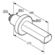 Излив для ванны 17 см Kludi MX 1350005