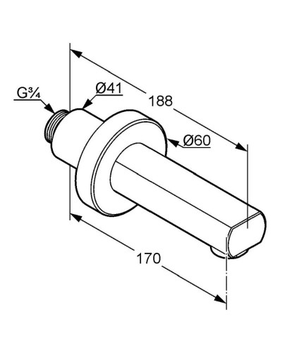 Излив для ванны 17 см Kludi MX 1350005
