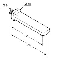 Излив для ванны 22 см Kludi Q-Beo 5050405