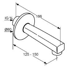 Излив для ванны 150 мм Kludi Standard 1350205