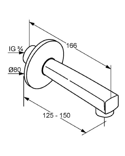 Излив для ванны 150 мм Kludi Standard 1350205