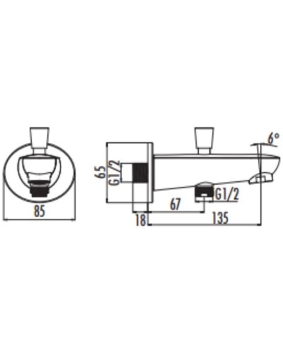 Излив для ванны 135 мм Creavit A08