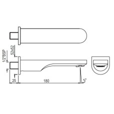 Излив для ванны 180 мм Jaquar Ornamix Prime SPJ-CHR-10429PM