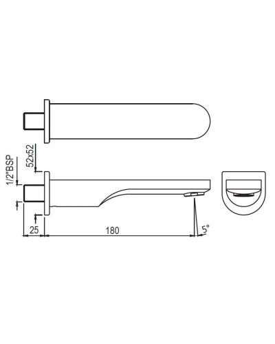 Излив для ванны 180 мм Jaquar Ornamix Prime SPJ-CHR-10429PM