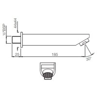 Излив для ванны 185 мм Jaquar D-Shape SPJ-CHR-37429