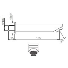 Излив для ванны 185 мм Jaquar D-Shape SPJ-CHR-37429