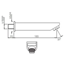 Излив для ванны 185 мм Jaquar D-Shape SPJ-CHR-37429