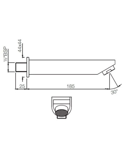 Излив для ванны 185 мм Jaquar D-Shape SPJ-CHR-37429