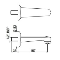 Излив для ванны 157 мм Jaquar Continental SPJ-CHR-429