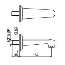 Излив для ванны 157 мм Jaquar Continental SPJ-CHR-429