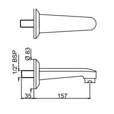 Излив для ванны 157 мм Jaquar Continental SPJ-CHR-429