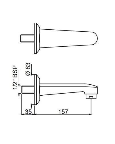 Излив для ванны 157 мм Jaquar Continental SPJ-CHR-429