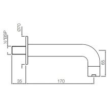 Излив для ванны 170 мм Jaquar Florentine SPJ-CHR-5429S
