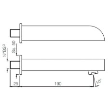 Излив для ванны 190 мм Jaquar Alive SPJ-CHR-85429