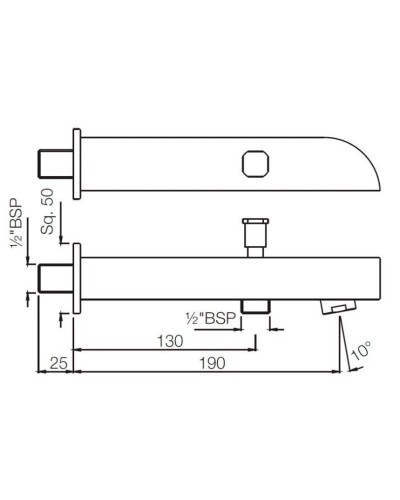 Излив для ванны 190 мм Jaquar Alive SPJ-CHR-85463