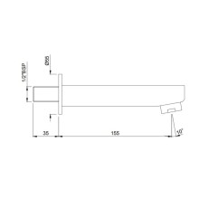 Излив для ванны 155 мм Jaquar Fusion SPJ-CHR-29429