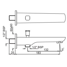 Излив для ванны 183 мм Jaquar Kubix Prime SPJ-CHR-35463PM