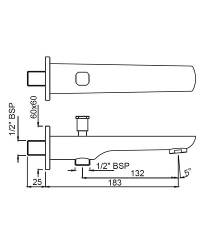 Излив для ванны 183 мм Jaquar Kubix Prime SPJ-CHR-35463PM