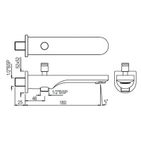 Излив для ванны 180 мм Jaquar Ornamix Prime SPJ-CHR-10463PM