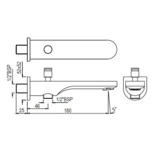 Излив для ванны 180 мм Jaquar Ornamix Prime SPJ-CHR-10463PM