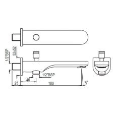 Излив для ванны 180 мм Jaquar Ornamix Prime SPJ-CHR-10463PM