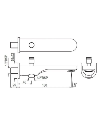 Излив для ванны 180 мм Jaquar Ornamix Prime SPJ-CHR-10463PM